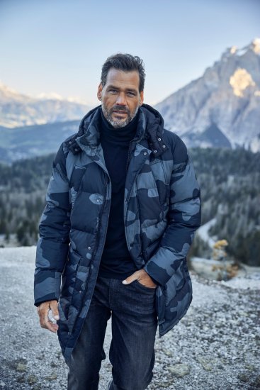 JP1880 Quilted Parka with Camouflage Drawstring Waist Black - Chaquetas - Chaquetas Tallas Grandes 2XL-8XL