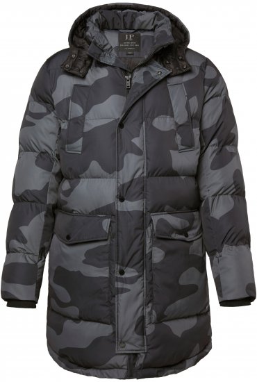 JP1880 Quilted Parka with Camouflage Drawstring Waist Black - Chaquetas - Chaquetas Tallas Grandes 2XL-8XL