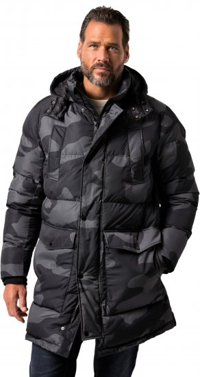 JP1880 Quilted Parka with Camouflage Drawstring Waist Black - Chaquetas - Chaquetas Tallas Grandes 2XL-8XL