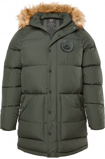 JP1880 Quilted Parka Lightweight and Warm with Faux Fur Hood Dark Green - Chaquetas - Chaquetas Tallas Grandes 2XL-8XL