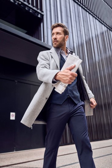 JP1880 Wool Blend Coat with Nylon Insert Grey - Chaquetas - Chaquetas Tallas Grandes 2XL-8XL