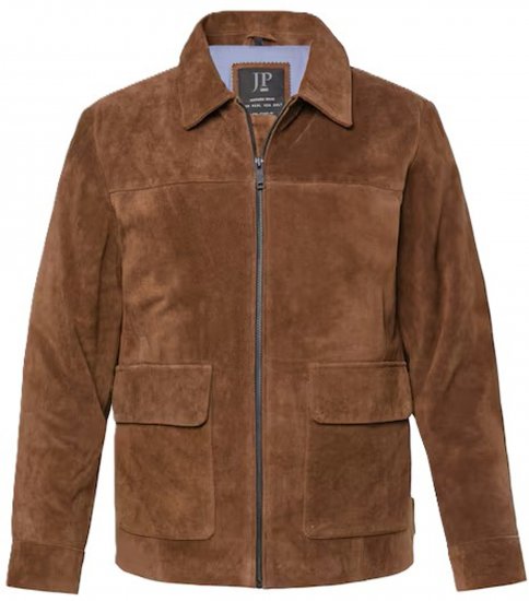 JP1880 Leather Jacket Genuine Cowhide Brown - Chaquetas - Chaquetas Tallas Grandes 2XL-8XL