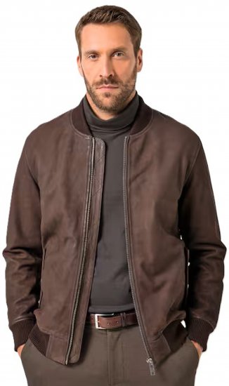 JP1880 Jacket Buffed Nubuck Lamb Leather Brown - Chaquetas - Chaquetas Tallas Grandes 2XL-8XL