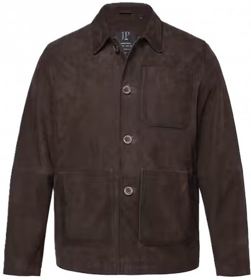 JP1880 Leather Jacket Goat Suede Shirt Collar Dark Brown - Chaquetas - Chaquetas Tallas Grandes 2XL-8XL