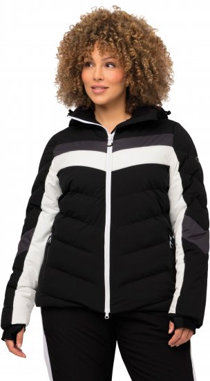 Ulla Popken HYPRAR Chevron Stripe Triple Function Quilted Fully Lined Ski Jacket Black - Chaquetas - 