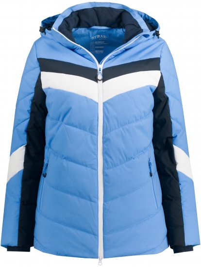 Ulla Popken HYPRAR Chevron Stripe Triple Function Quilted Fully Lined Ski Jacket Pastel Petrol - Chaquetas - 