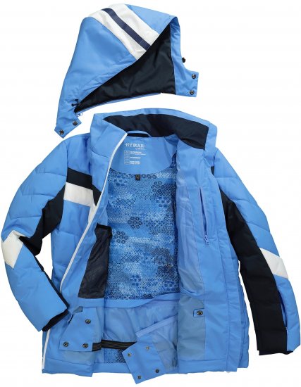 Ulla Popken HYPRAR Chevron Stripe Triple Function Quilted Fully Lined Ski Jacket Pastel Petrol - Chaquetas - 