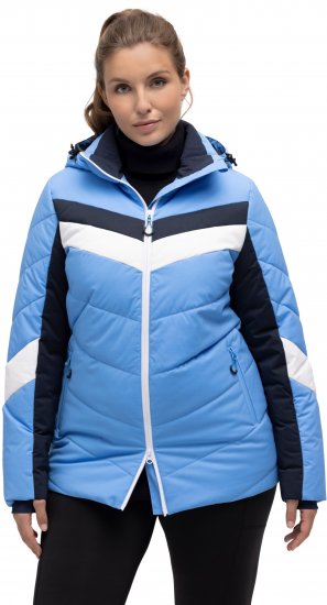 Ulla Popken HYPRAR Chevron Stripe Triple Function Quilted Fully Lined Ski Jacket Pastel Petrol - Chaquetas - 