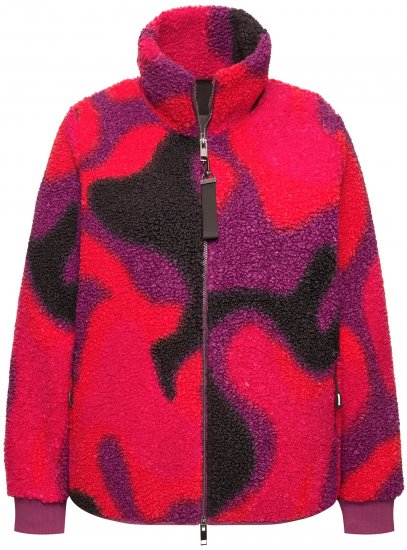 Ulla Popken Abstract Print Zip Fleece Jacket Pink Berry - Chaquetas - 