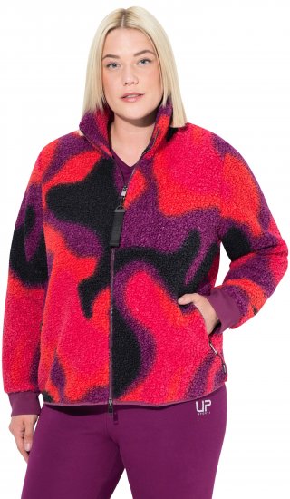 Ulla Popken Abstract Print Zip Fleece Jacket Pink Berry - Chaquetas - 