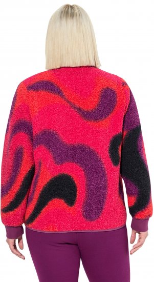 Ulla Popken Abstract Print Zip Fleece Jacket Pink Berry - Chaquetas - 
