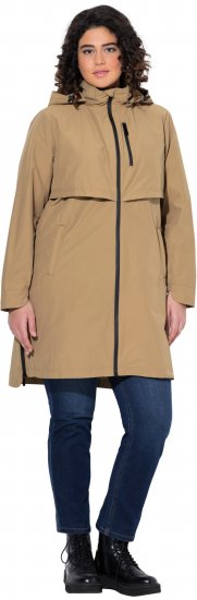 Ulla Popken Hooded with Zippered Pockets and Zippered Side Slits Jacket Mocha - Chaquetas - 