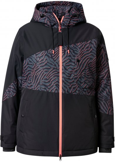 Ulla Popken Neon Ripple Performance Snow Jacket Black - Chaquetas - 