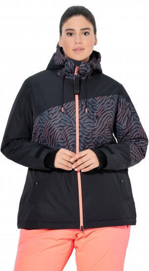Ulla Popken Neon Ripple Performance Snow Jacket Black - Chaquetas - 