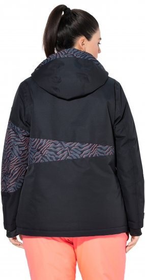 Ulla Popken Neon Ripple Performance Snow Jacket Black - Chaquetas - 