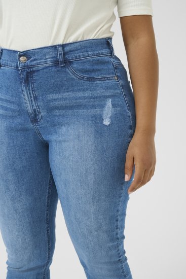 Kaffe Curve Laurina Vaqueros Washed/Destroyed Blue Denim - Vaqueros & Pantalones de Mujer Tallas Grandes – Plus Size - 