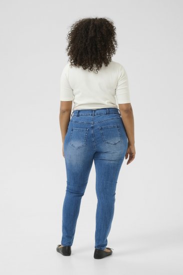 Kaffe Curve Laurina Vaqueros Washed/Destroyed Blue Denim - Vaqueros & Pantalones de Mujer Tallas Grandes – Plus Size - 