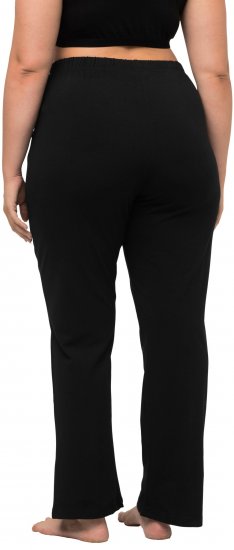 Ulla Popken Bootcut Elastic Waist Cotton French Terry Sport Pants Black - Vaqueros & Pantalones de Mujer Tallas Grandes – Plus Size - 