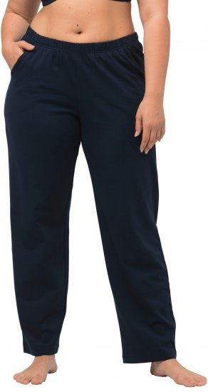Ulla Popken Bootcut Elastic Waist Cotton French Terry Sport Pants Night Blue - Vaqueros & Pantalones de Mujer Tallas Grandes – Plus Size - 