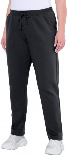 Ulla Popken Basic Drawstring Elastic Waist Cotton Blend Joggers Black - Vaqueros & Pantalones de Mujer Tallas Grandes – Plus Size - 