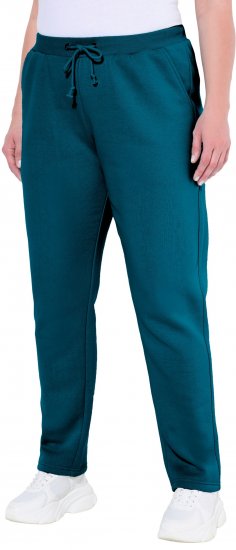 Ulla Popken Basic Drawstring Elastic Waist Cotton Blend Joggers Cerulean - Vaqueros & Pantalones de Mujer Tallas Grandes – Plus Size - 