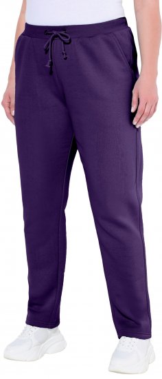 Ulla Popken Basic Drawstring Elastic Waist Cotton Blend Joggers Deep Violet - Vaqueros & Pantalones de Mujer Tallas Grandes – Plus Size - 