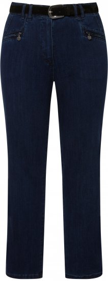 Ulla Popken Mony Elastic Waist Zip Pocket Jeans Dark Blue Denim - Vaqueros & Pantalones de Mujer Tallas Grandes – Plus Size - 