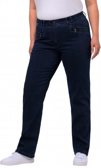 Ulla Popken Mony Elastic Waist Zip Pocket Jeans Dark Blue Denim - Vaqueros & Pantalones de Mujer Tallas Grandes – Plus Size - 
