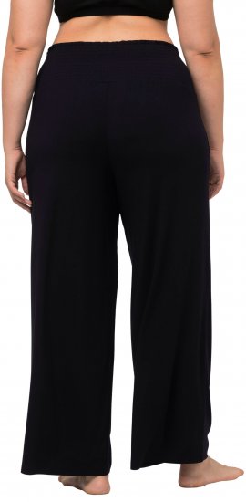 Ulla Popken Wide Leg Smocked Waist Knit Pants Black - Vaqueros & Pantalones de Mujer Tallas Grandes – Plus Size - Vaqueros y pantalones, EU 42-70