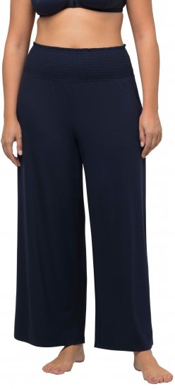 Ulla Popken Wide Leg Smocked Waist Knit Pants Night Blue - Vaqueros & Pantalones de Mujer Tallas Grandes – Plus Size - Vaqueros y pantalones, EU 42-70