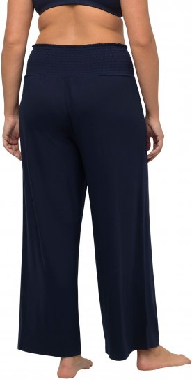 Ulla Popken Wide Leg Smocked Waist Knit Pants Night Blue - Vaqueros & Pantalones de Mujer Tallas Grandes – Plus Size - Vaqueros y pantalones, EU 42-70