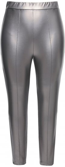 Ulla Popken Metallic Faux Leather Leggings Silver - Vaqueros & Pantalones de Mujer Tallas Grandes – Plus Size - Vaqueros y pantalones, EU 42-70