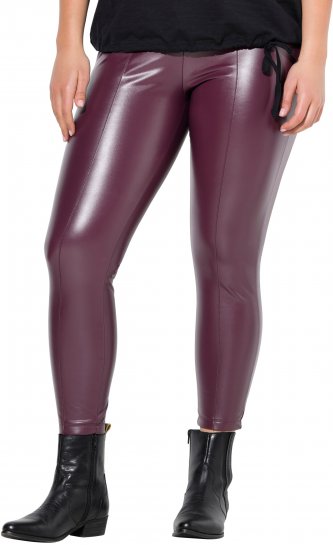 Ulla Popken Metallic Faux Leather Leggings Plum - Vaqueros & Pantalones de Mujer Tallas Grandes – Plus Size - Vaqueros y pantalones, EU 42-70