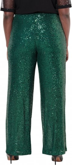 Ulla Popken Wide Leg Sequined Pants Dark Green - Vaqueros & Pantalones de Mujer Tallas Grandes – Plus Size - 