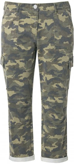 Ulla Popken Camo Boyfriend Pants Olive Grey - Vaqueros & Pantalones de Mujer Tallas Grandes – Plus Size - 