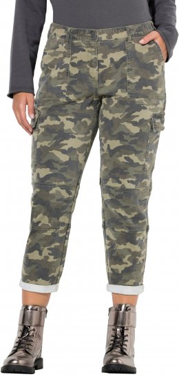 Ulla Popken Camo Boyfriend Pants Olive Grey - Vaqueros & Pantalones de Mujer Tallas Grandes – Plus Size - 