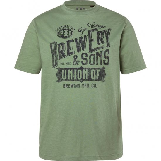 JP1880 T-Shirt Short Sleeve Chest Print Eucalyptus Green - Camisetas - Camisetas - 2XL-14XL