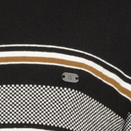 Kam Jeans 93 Stripe 1/4 Zipper Knitted Sweater Black - Sudaderas - Sudaderas 2XL-12XL