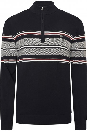 Kam Jeans 93 Stripe 1/4 Zipper Knitted Sweater Navy - Sudaderas - Sudaderas 2XL-12XL