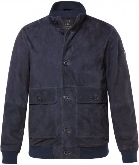 JP1880 Soft Goatskin Suede Leather Jacket Navy - Chaquetas de cuero - Chaquetas de cuero en tallas grandes