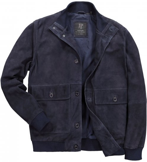 JP1880 Soft Goatskin Suede Leather Jacket Navy - Chaquetas de cuero - Chaquetas de cuero en tallas grandes