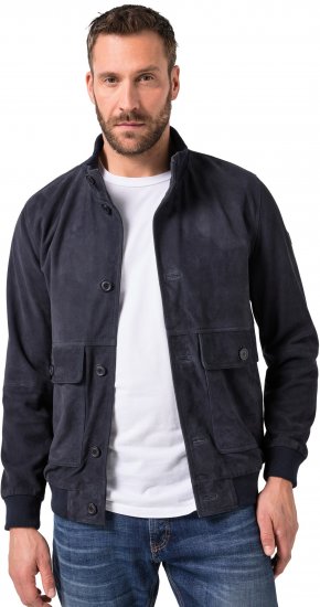 JP1880 Soft Goatskin Suede Leather Jacket Navy - Chaquetas de cuero - Chaquetas de cuero en tallas grandes
