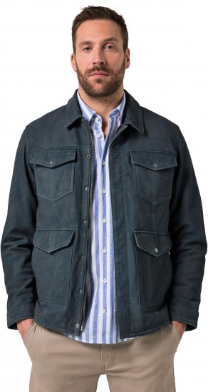 JP1880 Fine Lamb Leather Jacket Deep Sea Blue - Chaquetas - Chaquetas Tallas Grandes 2XL-8XL