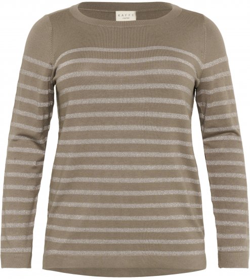 Kaffe Curve Linia Boatneck Pullover Morel Melange with Silver Lurex - Jerséis de punto - 