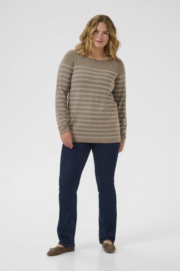 Kaffe Curve Linia Boatneck Pullover Morel Melange with Silver Lurex - Jerséis de punto - 