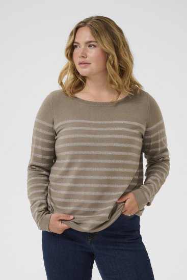 Kaffe Curve Linia Boatneck Pullover Morel Melange with Silver Lurex - Jerséis de punto - 