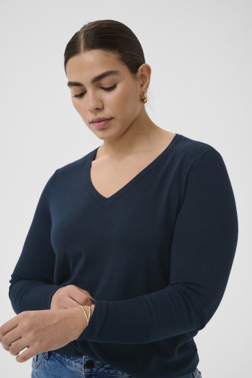 Kaffe Curve Lizzy Long Sleeve Pullover Midnight Marine - Jerséis de punto - 
