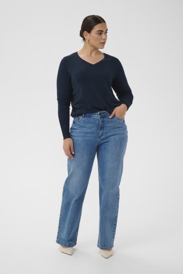 Kaffe Curve Lizzy Long Sleeve Pullover Midnight Marine - Jerséis de punto - 