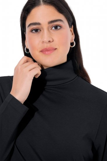 Ulla Popken Basic Long Sleeve Slim Fit Turtleneck Black - Sudaderas y hoodies - Sudaderas, Hoodies y Punto Cómodos