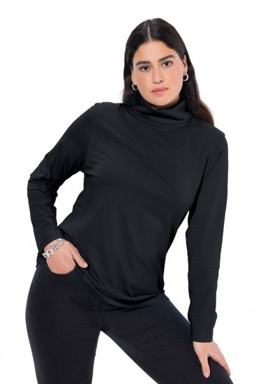 Ulla Popken Basic Long Sleeve Slim Fit Turtleneck Black - Sudaderas y hoodies - Sudaderas, Hoodies y Punto Cómodos